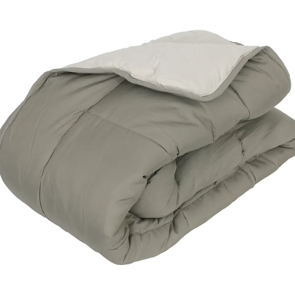 Couette hiver 260x240 cm COCOON BICOLORE Taupe/Lin garnissage fibre polyester 400g/m2
