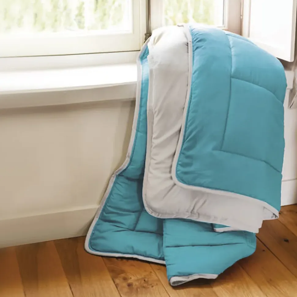 Couette hiver 260x240 cm COCOON BICOLORE Lac/Galet garnissage fibre polyester 400g/m2