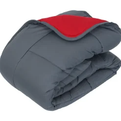 Couette hiver 240x220 cm COCOON BICOLORE Gris/Rouge garnissage fibre polyester 400g/m2