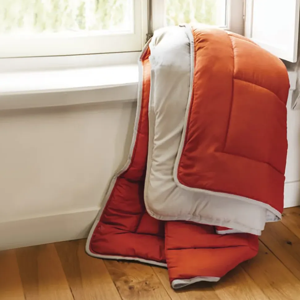 Couette hiver 200x200 cm COCOON BICOLORE Gingembre/Galet garnissage fibre polyester 400g/m2