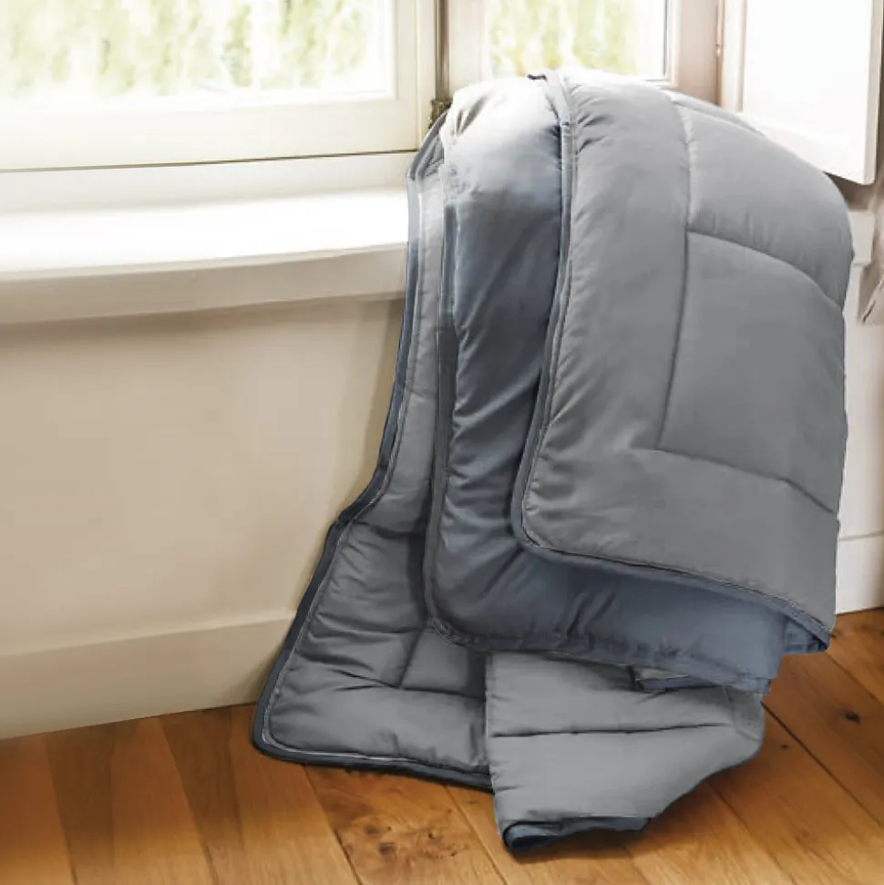 Couette hiver 140x200 cm COCOON BICOLORE Acier/Argent garnissage fibre polyester 400g/m2