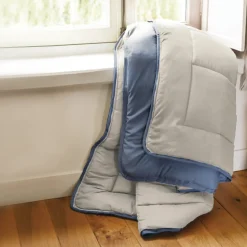 Couette hiver 200x200 cm COCOON BICOLORE Petrole/Mastic garnissage fibre polyester 400g/m2