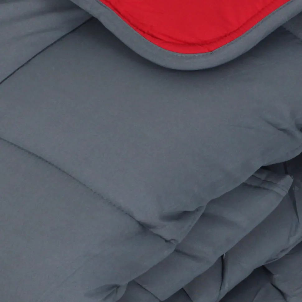 Couette hiver 140x200 cm COCOON BICOLORE Gris/Rouge garnissage fibre polyester 400g/m2