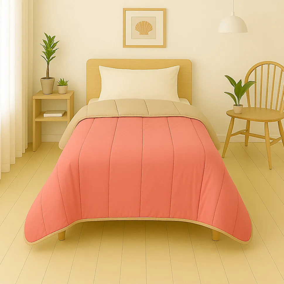 Couette Légère Corail/sable - 1 Personne 140 x 200 - 13154