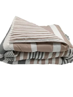 Couette Légère Imprimée Bayadère/rayures Taupe - 1 personne 140 X 200 - 10260