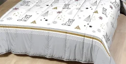 Couette Légère Imprimée Sapin Futé / Non Tissé Blanc - 1 Personne 140 x 200 - 13998