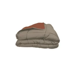 Couette légère réversible bicolore en microfibre 200 gr/m² (200x200 cm - Orange)