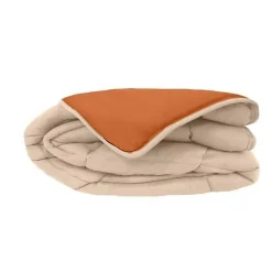 Couette légère réversible bicolore en microfibre 200 gr/m² (200x200 cm - Orange)