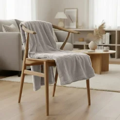 Couette Plaid gris en Polyester 130x170 cm - Collection MINNOR - SACASA