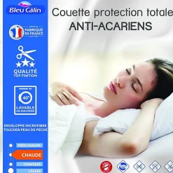 Couette protection totale anti acariens 400 gr/m² 140 x 200 cm pour lit 1 place 90 x 190 cm