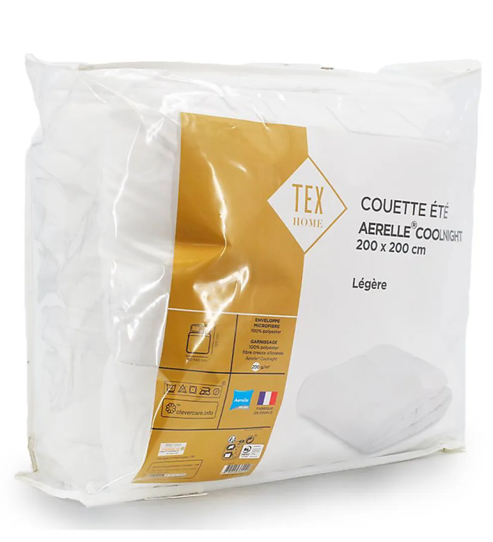Couette été légère 200g 200 x 200 cm pour lit 1 place