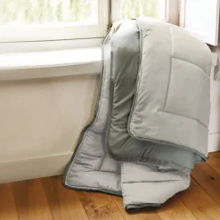 Couette été 260x240 cm COCOON BICOLORE Taupe/Lin garnissage fibre polyester 200g/m2