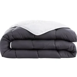 Couette tempérée 140 x 200 cm bicolore polyester gris et blanc