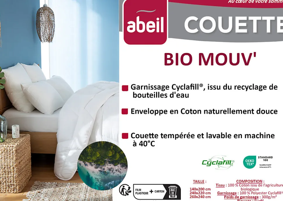 Couette tempérée 140 x 200 cm coton blanc