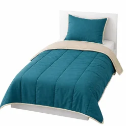 Couette tempérée Bleu canard / Sable - 1 personne 140 x 200 - 17332