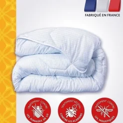 Couette tempérée DODO 140x200 cm - 1 personne - Protection anti punaise, anti acarien - 300G/m² - Blanc - Fabriqué en France
