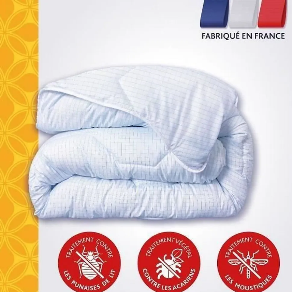 Couette tempérée DODO 140x200 cm - 1 personne - Protection anti punaise, anti acarien - 300G/m² - Blanc - Fabriqué en France