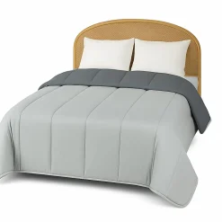 Couette Tempérée Gris Foncé/gris Clair - 2 Personnes 220 x 240 - 20727