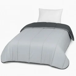 Couette Tempérée Gris Foncé/gris Clair - 1 Personne 140 x 200 - 20725