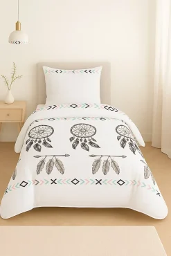 Couette tempérée imprimée attrape rêve noir - 1 personne 140 x 200 - 10747