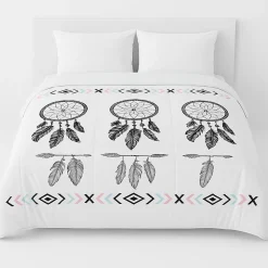 Couette tempérée imprimée attrape rêve noir - 2 personnes 240 x 260 - 10743