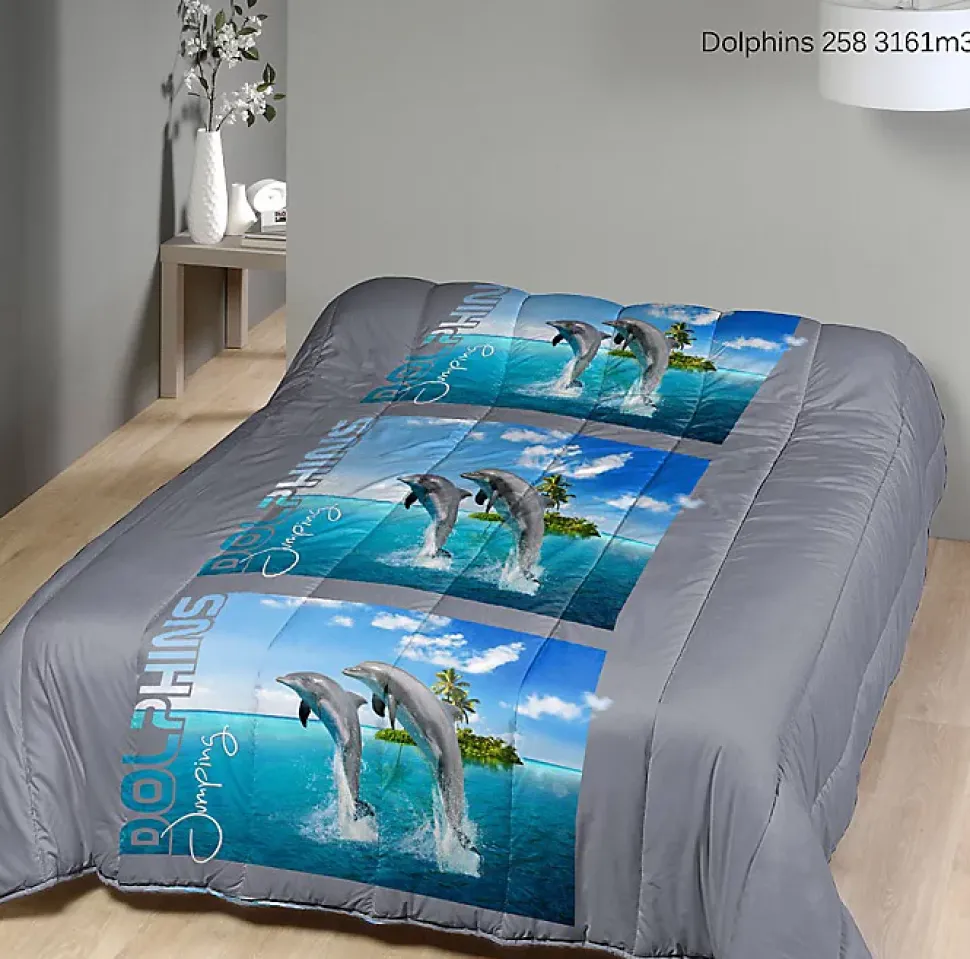 Couette Tempérée imprimée Dauphins - 1 ou 2 personnes 200 x 200 - 20390