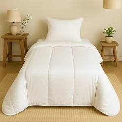 Couette tempérée microfibre blanche - 1 personne 140 x 200 - 13064