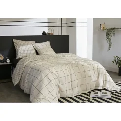 Couette toutes dimensions "Carrie Pampa" Réversible 100% Coton / 57 Fils/cm² l'Effet Papillon - - 240 x 260 cm pour lit King size