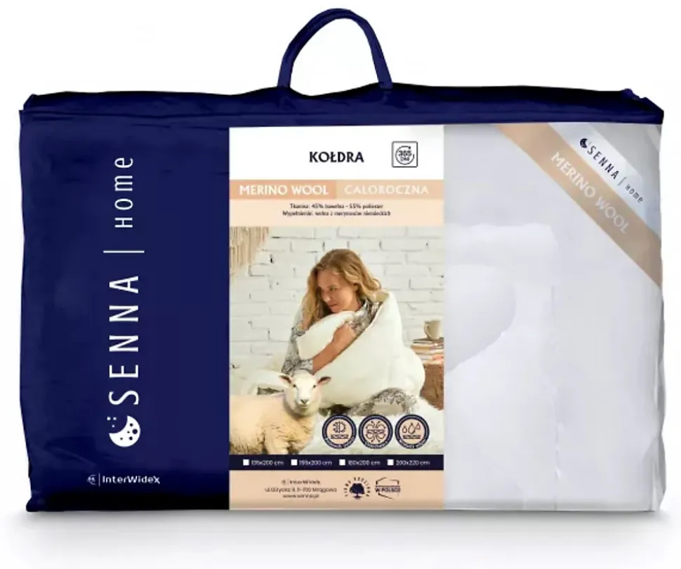 Couette toutes saisons 135x200 MERINO WOOL Senna Home, Blanc