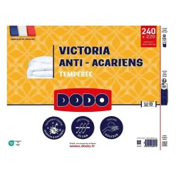 Couette Victoria 220x240 cm - DODO - temperée - garnissage 100% Polyester - 2 personnes - blanc
