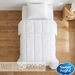 Couette 140x200 cm - Pour Lit 1 Personne - Enveloppe en Coton - Légère - Sans Traitement