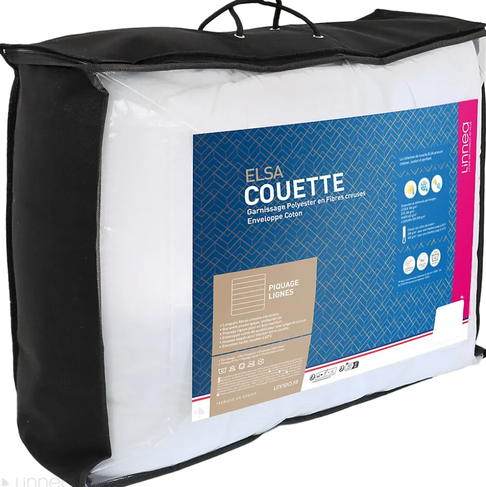 Couette 200x200 cm 4 saisons ELSA garnissage fibre polyester 500g/m2