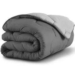 Couette 220x240 CM ABBY bicolore gris clair et gris 300 gr