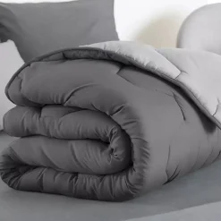 Couette 140x200 CM ABBY bicolore gris clair et gris 300 gr