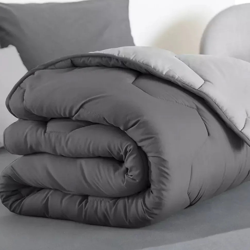 Couette 140x200 CM ABBY bicolore gris clair et gris 300 gr