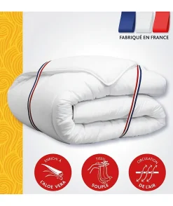 Couette 140x200 cm DODO ALoe - Tempérée - 300G/m² - Couette 1 personne - Douce et Confortable - Blanc