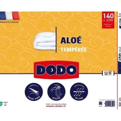 Couette 140x200 cm DODO ALoe - Tempérée - 300G/m² - Couette 1 personne - Douce et Confortable - Blanc