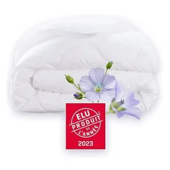 Couette 140x200 cm DODO CHAMPS DE LIN - Chaude - 450G/m² - Couette 1 personne -Douce et Chaude -Anti-acariens Antibactériens -