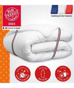 Couette 240x260 cm DODO CHAMPS DE LIN - Chaude - 450G/m² - Couette 2 personnes -Douce et Chaude -Anti-acariens Antibactériens