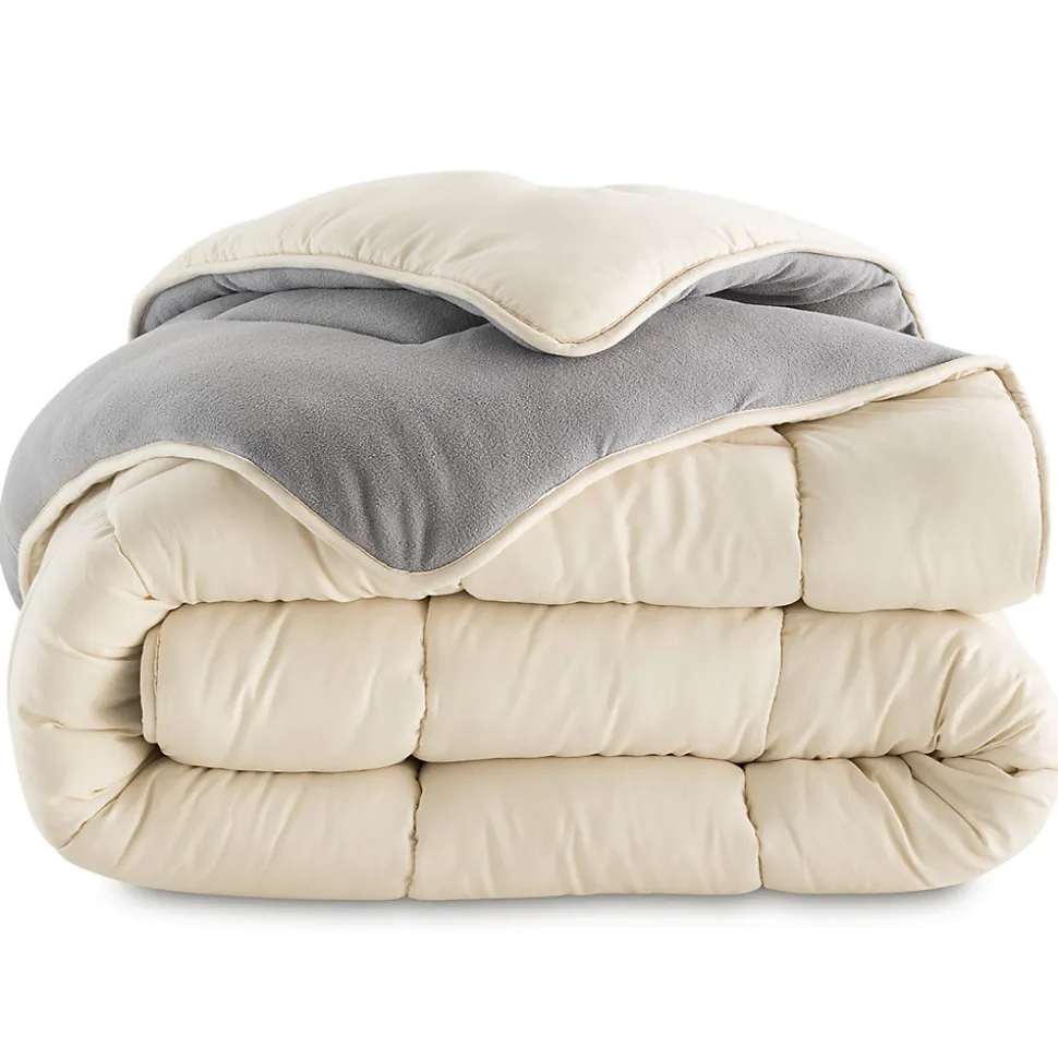 Couette 200x200 CM ZOE polaire biface gris et crème 400 gr