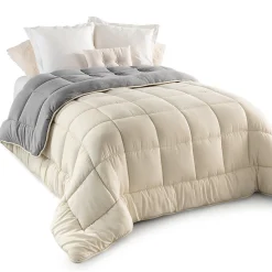 Couette 200x200 CM ZOE polaire biface gris et crème 400 gr
