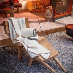 Couverture 100% laine grattée 2 faces 240x260 cm ASPEN blanc fil gris