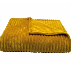 Couverture 100% polyester 240x260 cm microvelours DOLCE jaune miel