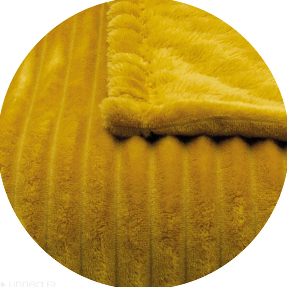 Couverture 100% polyester 180x240 cm microvelours DOLCE jaune miel