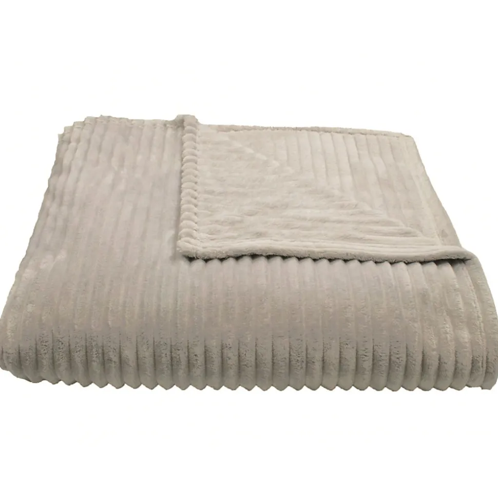 Couverture 100% polyester 240x260 cm microvelours DOLCE beige ivoire