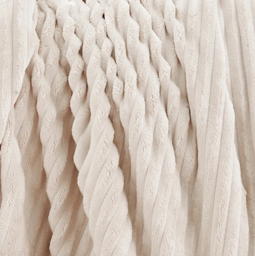 Couverture 100% polyester 240x260 cm microvelours DOLCE beige ivoire