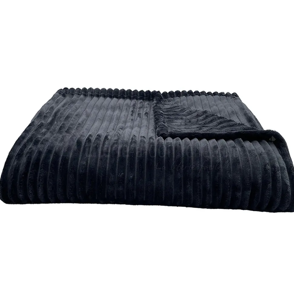 Couverture 100% polyester 180x240 cm microvelours DOLCE gris acier