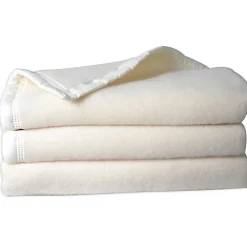 Couverture 100% Pure Laine Vierge Double face "Volta" 500 gr/m² Toison d'Or - Volta Naturel Blanchi - 240 x 300 cm