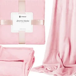 Couverture - SPRINGOS - Douillette 150x200 cm - Polyester 100% - Rose - 350 g/m²
