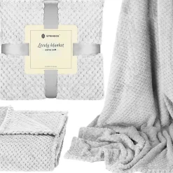 Couverture - SPRINGOS - 150x200 cm - Polyester 100% - Gris clair - Douce et chaude